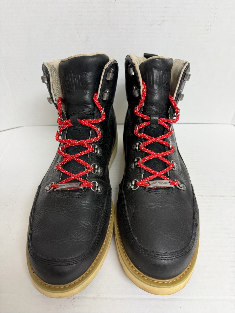 Harley Davidson Men's Salter Black Leather Motorcycle Boots D93647 Size 12 Guc View 6